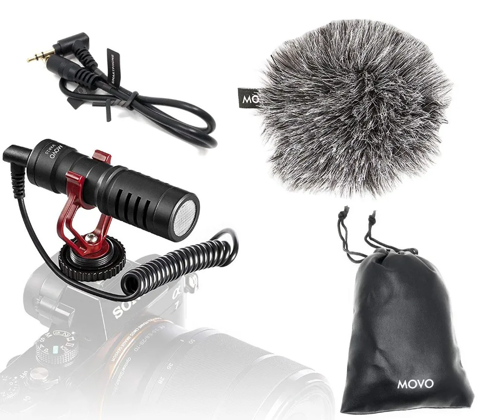 

Movo VXR10 Video Camera Microphone with Shock Mount, Deadcat Windscreen, Case for iPhone, iOS, Android, Canon EOS/Nikon