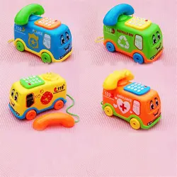 1 шт. Образовательные Детские музыкальные игрушки мультфильм автомобиль автобус телефон развивающие детские игрушки подарок новый