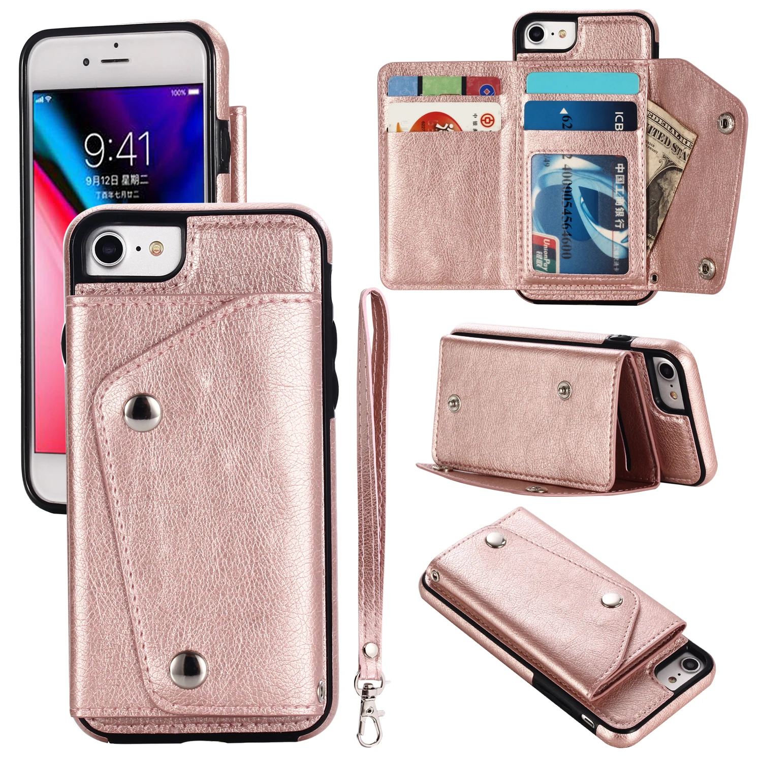 

Wallet Flip Card Stand Cover for Iphone X 8 7 6 6S Plus Samsung S9 S8 Plus NOTE 8 Soft Flexibility Leather Fashion Case