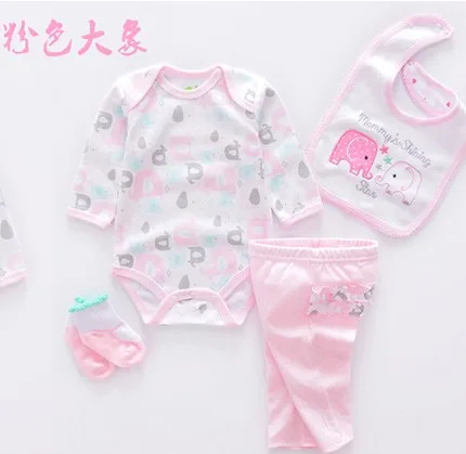 

pink cartoon 4pcs/lot 50-57cm reborn silicone baby doll clothes bebe baby fashion romper +sock dolls accessories bonecas gift