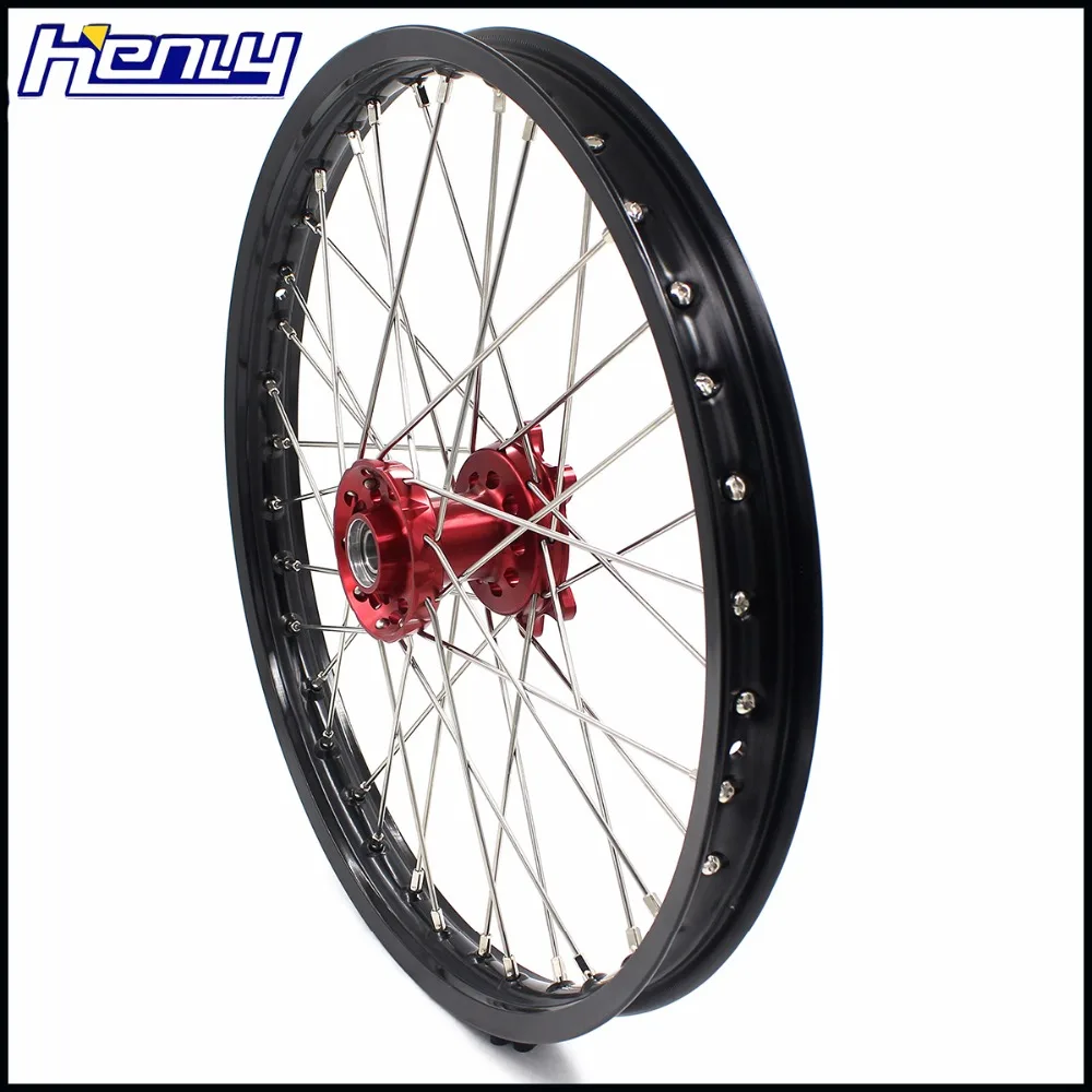 21/19 Spoked MX колеса диски Набор для HONDA CRF250R 2004-2013 CRF450R 2002-2012 CNC Красный концентратор