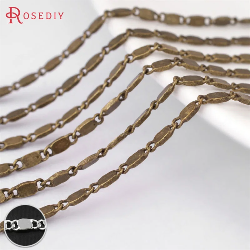 

(29973)5 meters 1.5MM 2.5MM Copper Flat Rectangular Link Chains Necklace Chains Diy Jewelry Findings Accessories Wholesale