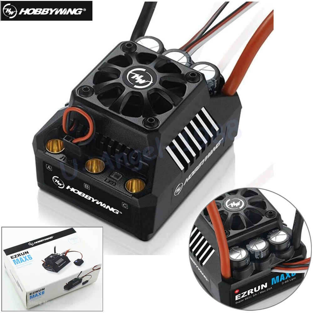 

Genuine Hobbywing EZRUN MAX-6 V3 160A Speed Controller ESC w/ Super BEC T Plug For 1/6 Car HPI