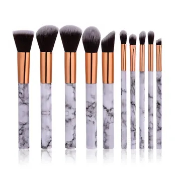 

Professional 10pcs/set Marbling Pattern Handle Beauty Makeup Cosmetics Brushes Foundation Powder Eyeshadow Soft Nylon Brush Set