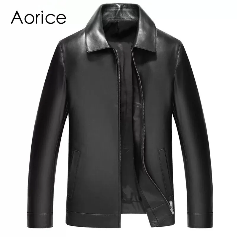 

Aorice MT827 2019 Men jacket real sheep leather coat with turn-down collar fall winter warm casual outwear plus size 4XL 5XL