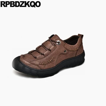 

Casual 2018 Walking Waterproof Lace Up Fashion Real Leather Black Designer Soft 11 Comfort Men Brown Genuine Shoes Plus Size