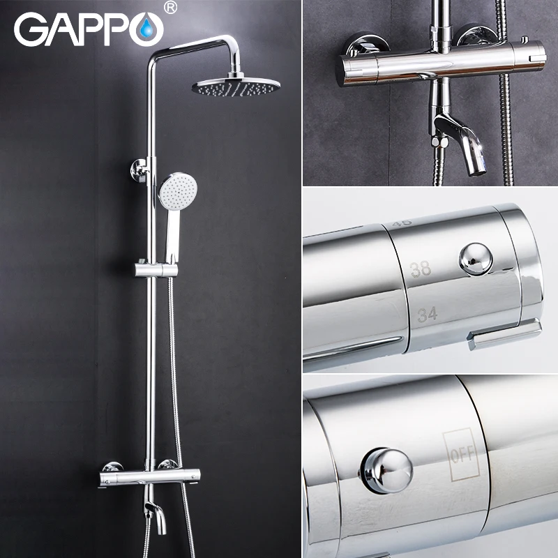 GAPPO bathroom shower thermostat faucet mixer tap wall mount thermostatic shower mixer with shower faucets Sanitary Ware Suite GAPPO bathroom shower thermostat faucet mixer tap wall mount thermostatic shower mixer with shower faucets Sanitary Ware Suite