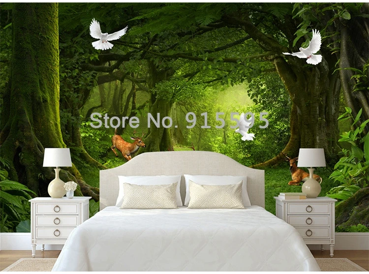 Пользовательские 3D фото обои современный красивое дерево Лесной Олень Dove росписи Гостиная ТВ диван фон обои украшения дома