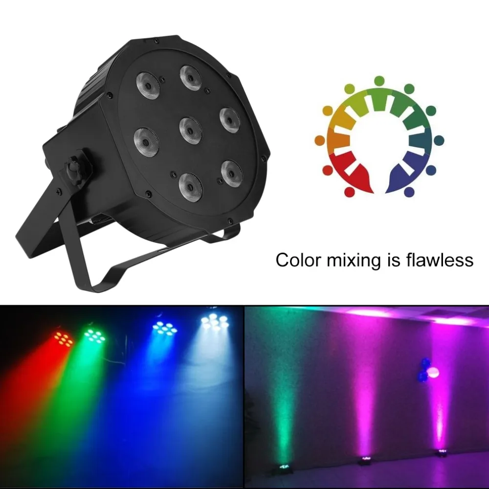 

7 x 10W RGBW Stage Light Super Bright LED Flat Par Light PAR56 DMX LED Stage Wash Lighting For Wedding Concert Parties DJ Lamp