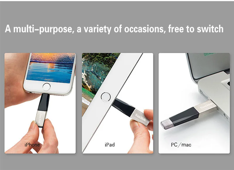 Флеш-накопитель sandisk USB 3,0 OTG 32 Гб 64 ГБ, флеш-накопитель Lightning на металлическую ручку 128 ГБ, u-диск для iPhone, iPad, iPod, карта памяти