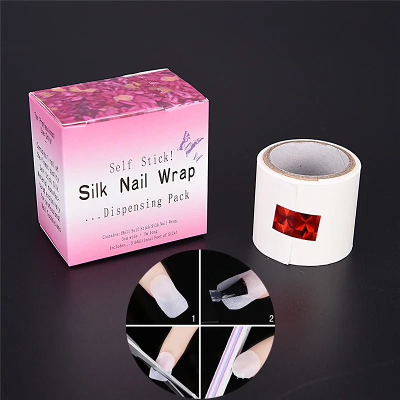 1 Roll Self Stick Silk Fiberglass Nail Wrap Sticker Reinforces Nail UV