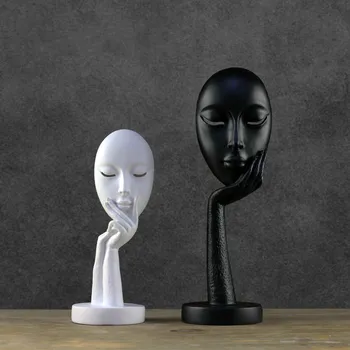 

Modern Abstract Statues Sculpture Art Crafts Character Resin Figurine Lady Face Home Decorative