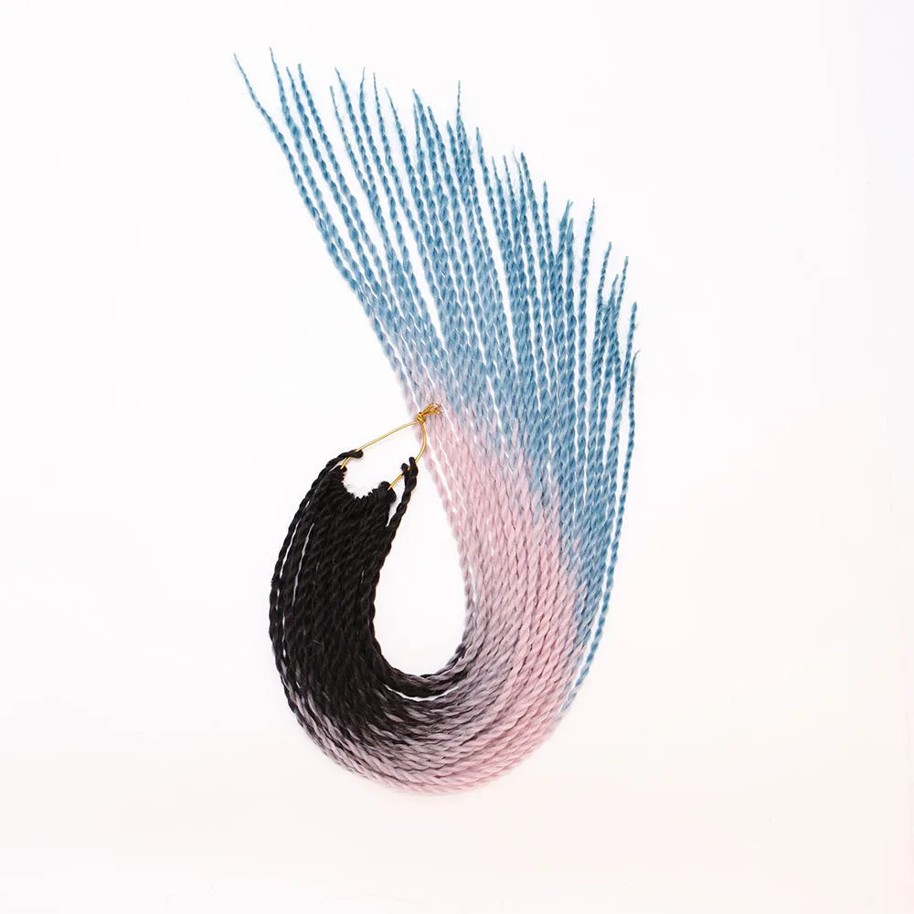 LISI волосы Омбре Сенегальские крученые волосы на крючках косички 24 дюйма 30 корней/упаковка синтетические плетеные волосы для женщин серые, синие, розовые, брови - Цвет: #35
