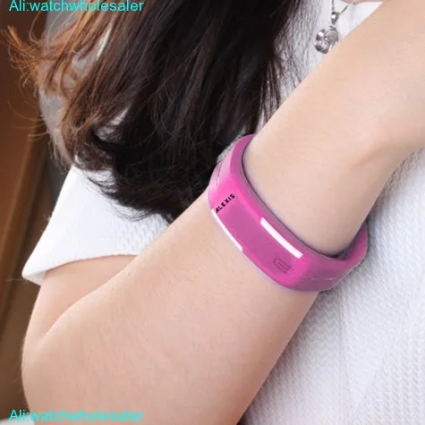 DW447I New Rectangular Magenta Watchcase LED Silicone Magenta Band Digital Watch