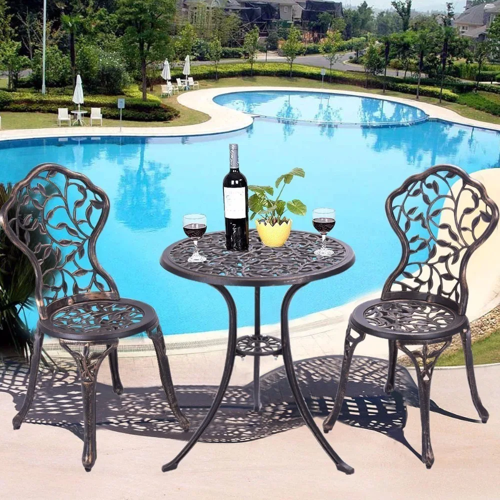 Giantex 3 Piece Bistro Set Cast Leaf Design Antique Outdoor Patio Furniture Outdoor Furniture Garden Set OP2977 Giantex 3 Piece Bistro Set Cast Leaf Design Antique Outdoor Patio Furniture Outdoor Furniture Garden Set OP2977