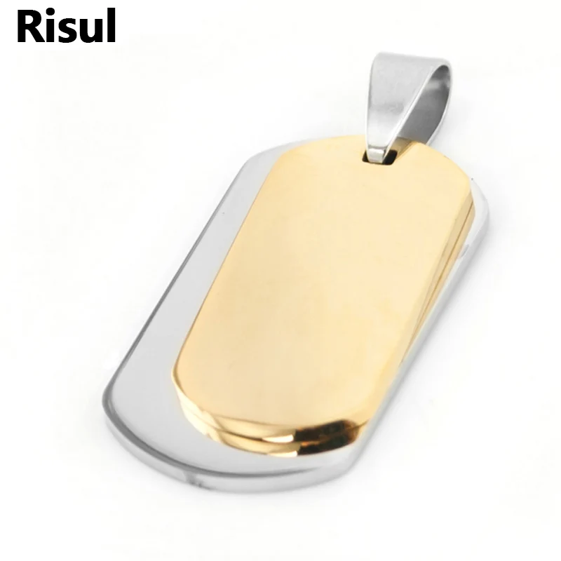

100% Stainless Steel Soldiers ID Tag Double Layer Dog Tag Charm Blank Gold/Silver/Black Set Tags Suit DIY Pendant Charms 10pcs