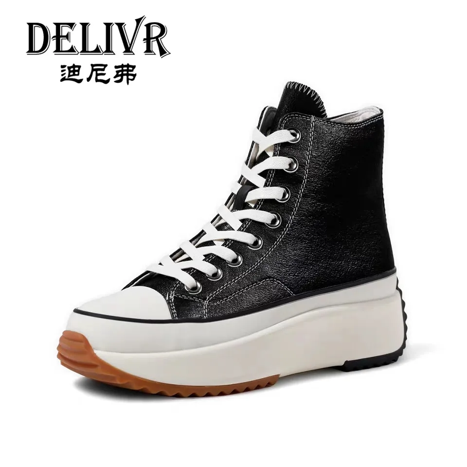 

Delivr Platform Womens Vulcanized Shoes Canvas Thick Sole High Top Female Casual Sneaker Fashion Sneakers Women Black 2019 New