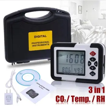 

HT-2000 Digital CO2 Monitor Meter Multi-function Gas Analyzer Detector 9999ppm Analyzers with Temperature and Humidity Test