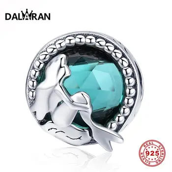 

DALARAN CZ 925 Sterling Silver Mermaid Princess Charms Fit Women DIY Charm Bracelets Necklace Women Fine Jewelry Making