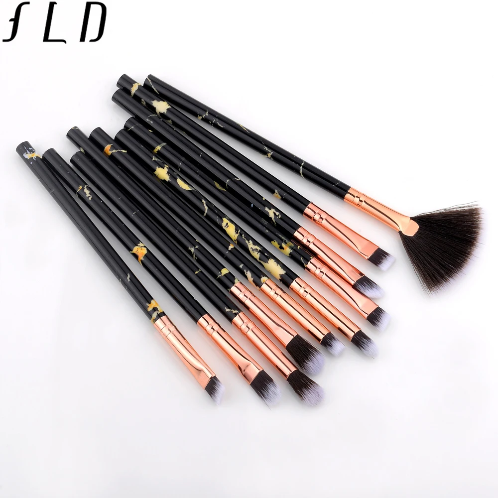 

FLD 10 Pieces Eyebrow Brushes Marble Eye Lip Makeup Set Make up Professional EyeShadow Foundation Makeup Brush Eyeliner Tools