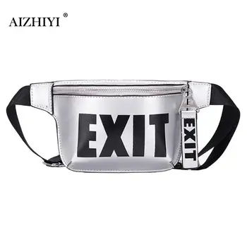 

Women's Fashion EXIT PU Leather Fanny Pack Waist Bag Bananka Waterproof Antitheft Women Walking Shopping Belly Band Belt Bag