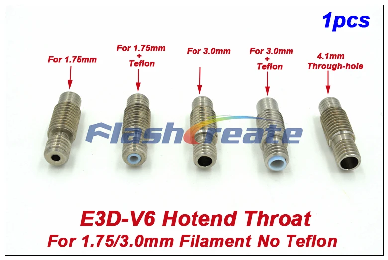 

1pcs V6 Heat Break Hotend Throat NO Teflon For 1.75mm/3.0mm Filament E3D-V6 Throat Remote Feeding Tube Pipes 2GT Pulley