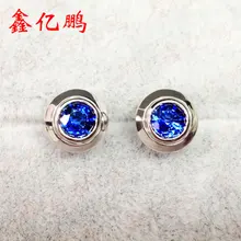 18 k золото инкрустированные натуральный sri lankan Королевский синий сапфир шпильки Женские 1,2 карат