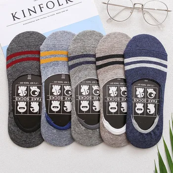 

10 Pair/ Lot Summer New Shallow Mouth Invisible Boat Socks Solid Color Two Bars Socks Silicone Non-Slip Cotton Short ZM061