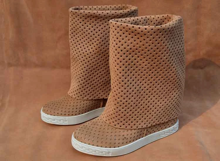 Fashion suede leather increase boots Fashion women's hollow out knee boots EU35-41 size BY663