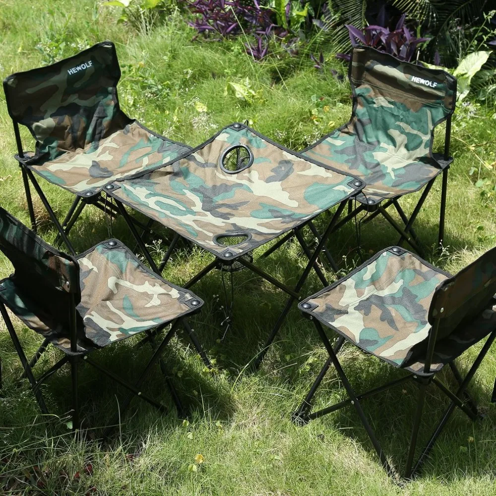 الراقية أثاث خارجي طاولة قابلة للطي محمولة مكتب للتخييم الصيد جولة نزهة دائم التمويه كرسي مجموعة