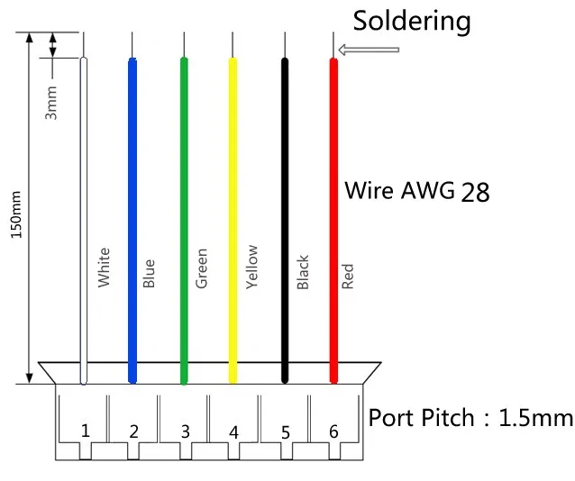 Мини. Micro1.5mm T-1 6-Булавки разъем W/. Провода X 10 sets.6 Булавки 1.5 мм