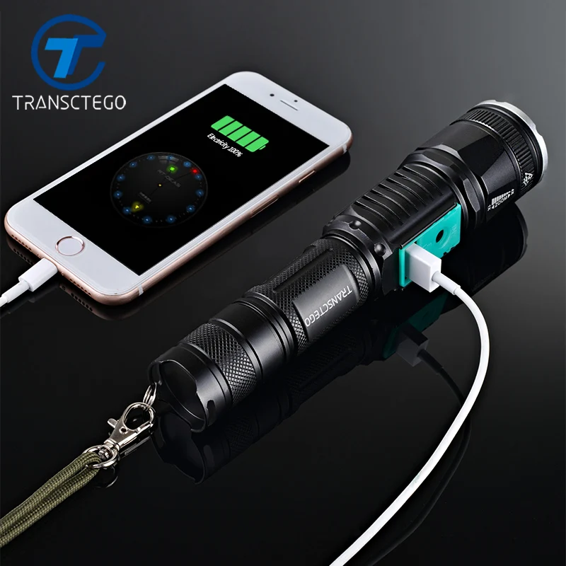 Military Police Use Flashlight Waterproof T6 Long Range Rechargeable