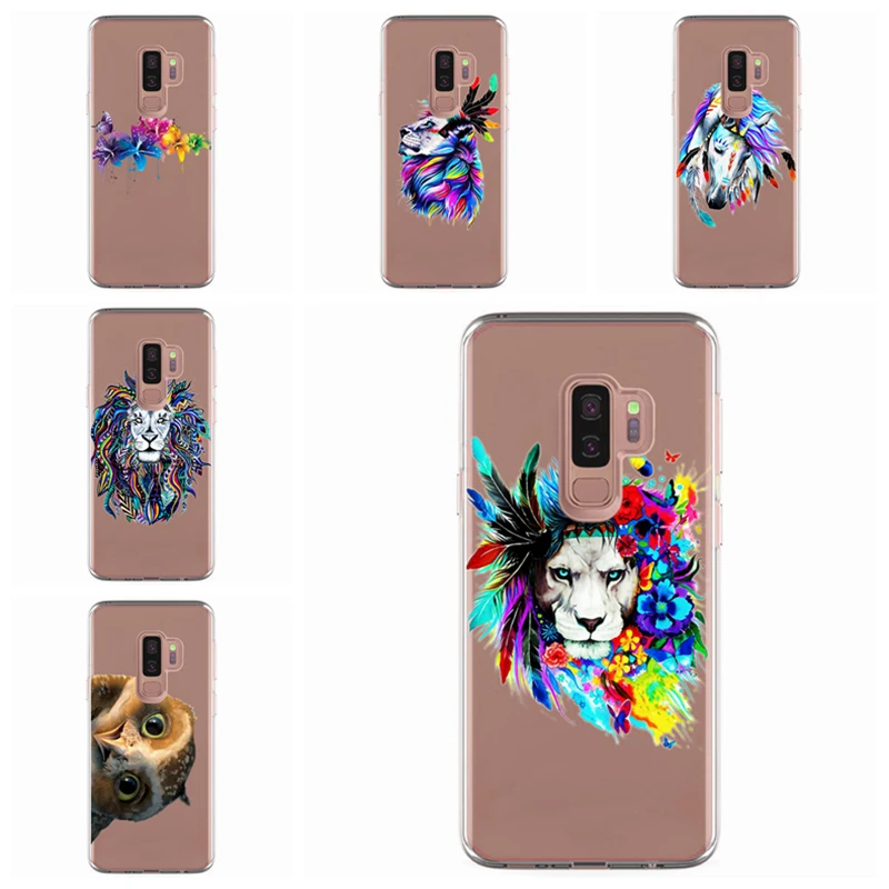 For Samsung Galaxy S9 S9Plus S8 Plus S7 edge A3 A5 2017 TPU Colorful Soft Cute Animal Lion Painted Desig Cover Case Fundas E333 |