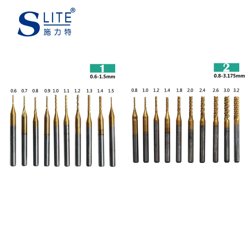 Slite Tungsten Steel Coated PCB Milling Cutter Circuit Board Circuit Board Carving Knife Gong Knife Corn Milling Cutter tools