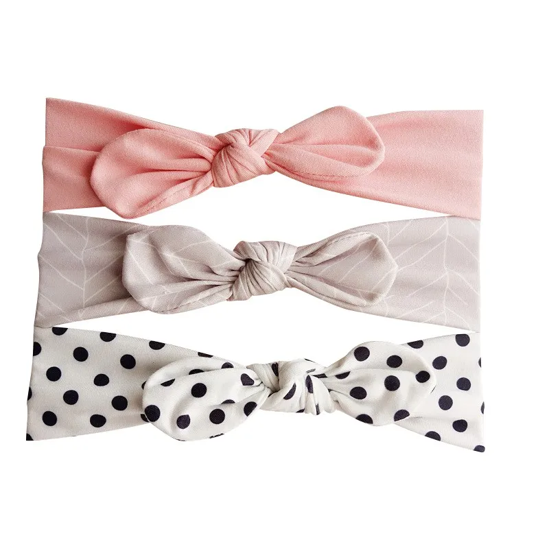 

3 Pcs/set Popular Fashion Cute Baby Kids Girls Flower Cotton Rabbit Ears Headband Bow Flower Hair Band Accessories Headwear