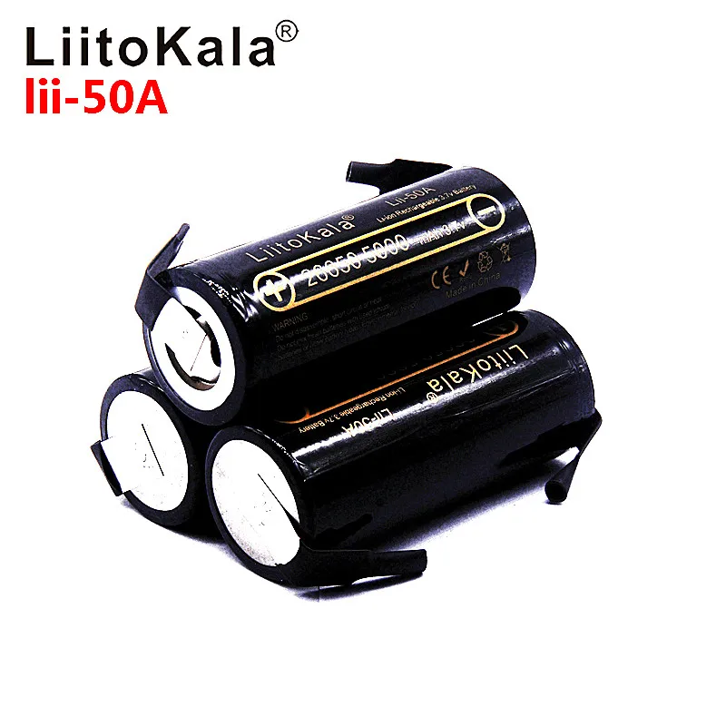 LiitoKala Lii-50A 26650 литиевая батарея 5000 mAh, 3,7 V 5000 mAh, аккумуляторная батарея 26650, подходит 26650-50A+ DIY никель sh