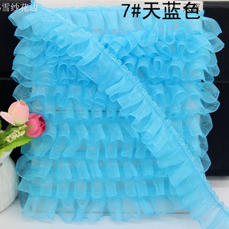 

5meters high quality Fold lace fabric handmade rag doll DIY sewing material clothing wedding skirt party decoration accessories