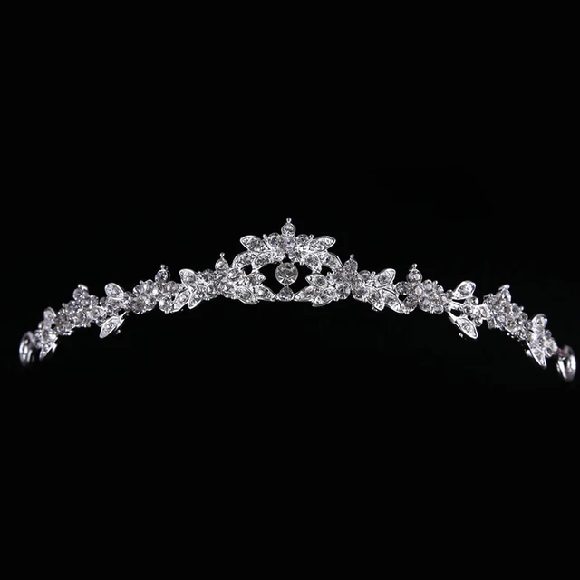Tiaras de novia de mujer hecho a mano corona de pelo de plata princesa