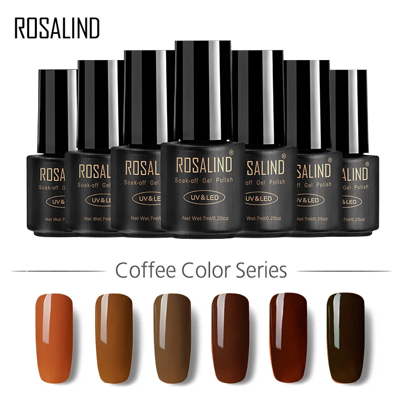 

ROSALIND gel nail polish set for machine for nail art decorations 7ml Coffee Purple Colors UV semi permanent nail Polish varnish