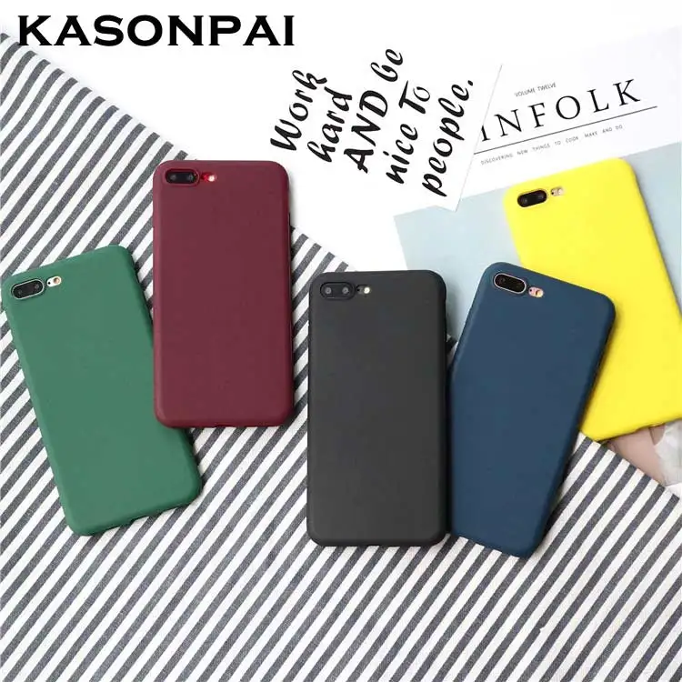 

KASONPAI Simple Solid Color Phone Case For iphone X Case Candy Color Soft TPU Back Cover For iphone 5 5S SE 6 6S 7 8 Plus Case