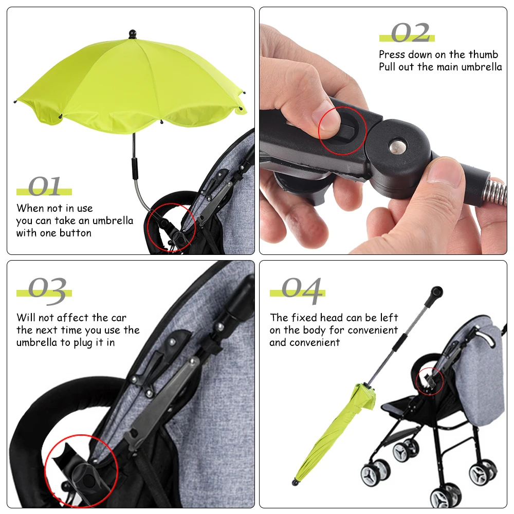 Detachable Stroller Umbrella Adjustable Baby Pram Cover UV Rays Sun Parasol HL 
