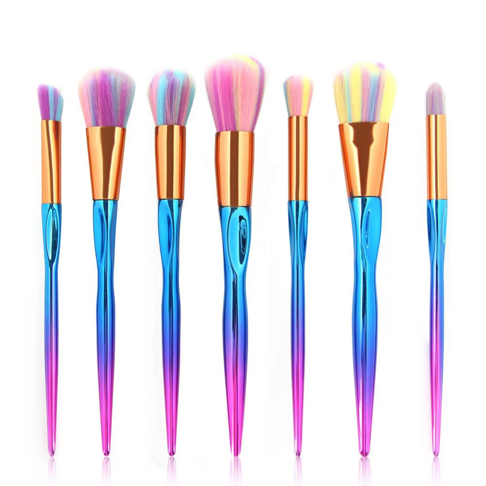 

Colorful Soft 7Pcs Makeup Brushes Set Powder Contour Eyeshadow Blush Blending Comestic Beauty Make Up Brush Tools Kit 2018