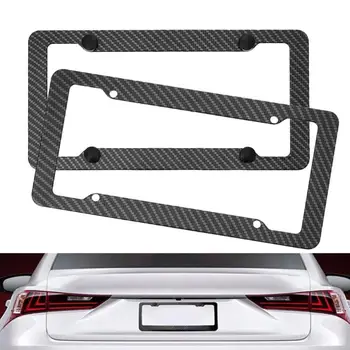 

Universal American Canadian License Plate Frames Carbon Fiber License Plate Frames Cover for Front Rear Bracket with Screws