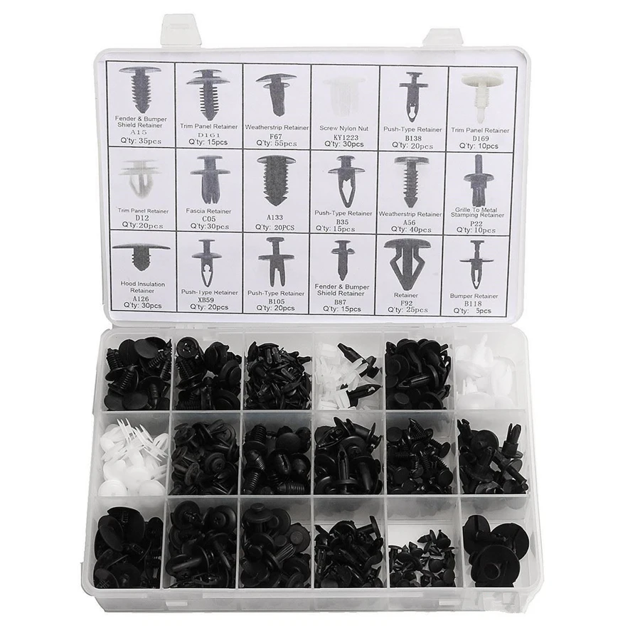 YAQUICKA 415pcs 18 Size Car Trim Clip Retainer Panel Bumper Fastener