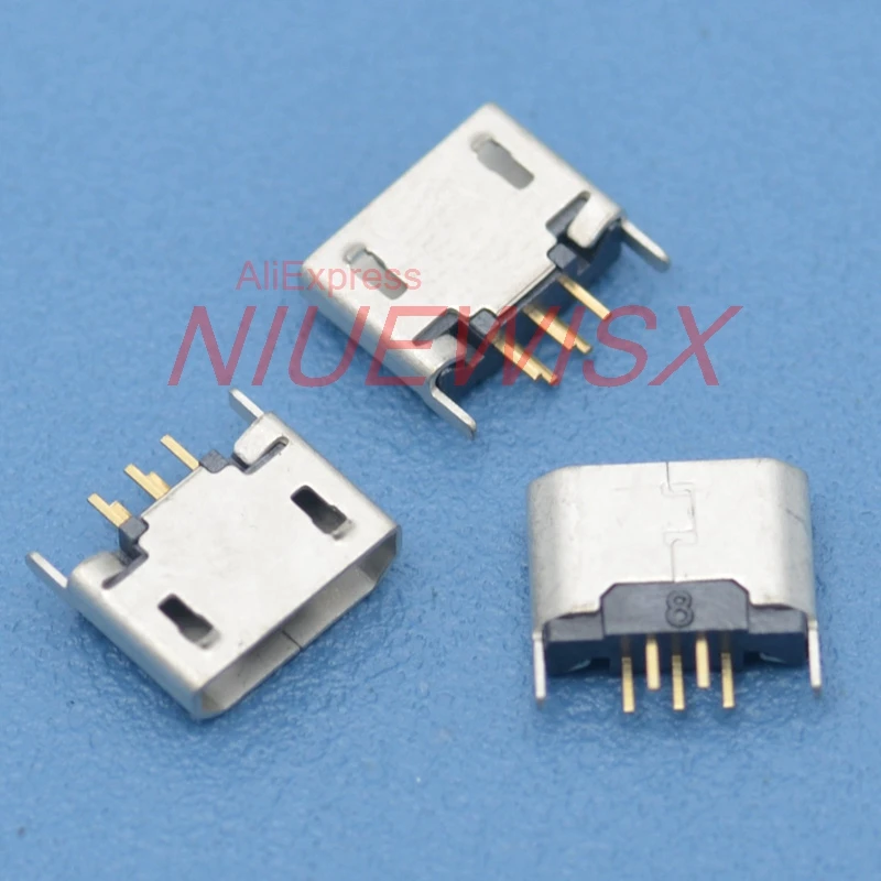 100 шт. плоский разъем MICRO USB вертикальный 5-контактный на 180 градусов для стандарта