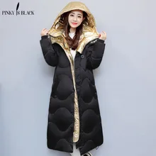 Pinky Is Black winter coat women 2017 snow wear hip hop gold silver spliced wadded jacket