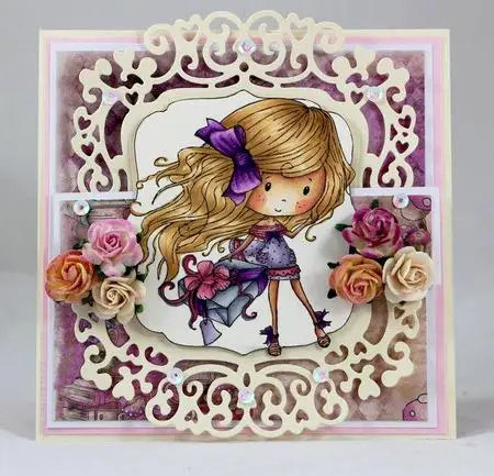 

CLEAR STAMP lovely girl DIY Scrapbook Card album paper craft silicon rubber roller transparent stamps A3