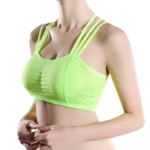 Women breathable sexy strap cross back wirefree Padded Sports Bra Solid Gym Fitness Seamless Crop Top Drop Shipping
