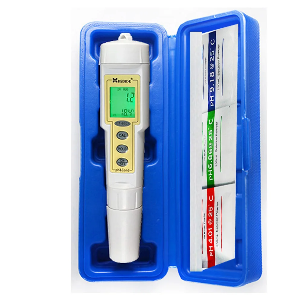 CT-6321 pH & Conductivity Meter bifunctional Digital pH test range 0 to 14.0 pH/0 to 199.9 uS/cm Waterproof pen PH meter CT-6321 pH & Conductivity Meter bifunctional Digital pH test range 0 to 14.0 pH/0 to 199.9 uS/cm Waterproof pen PH meter