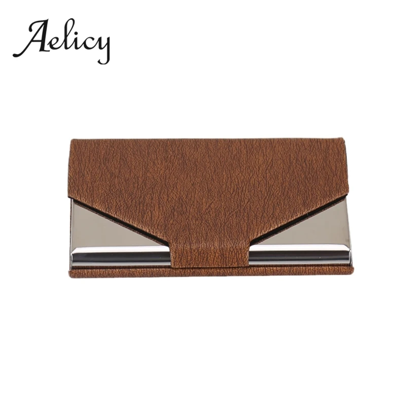 Aelicy нержавеющая сталь раскладушка Бизнес Card Case кожа для мужчин Элитный бренд ID кредитной карты визитные карточки держатель Wallet0